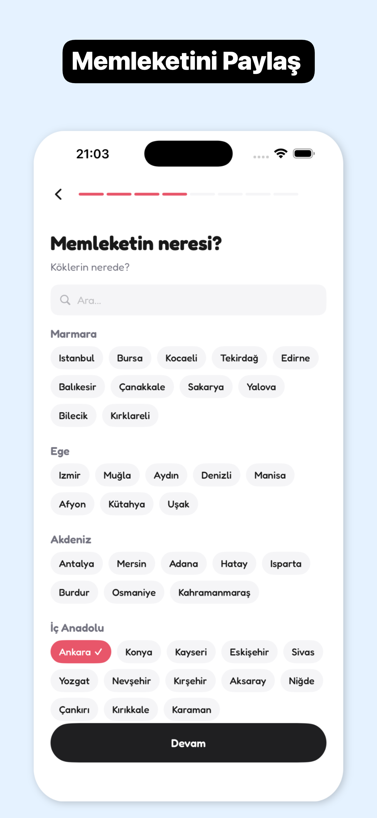 Lokum memleket seçim ekranı — 81 il